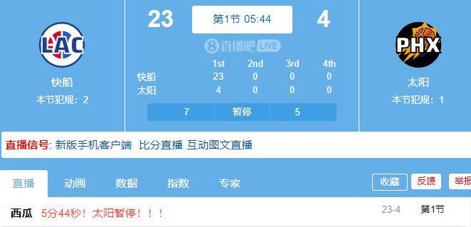 1篮板2进球3失误！太阳半节4-23落后快船！